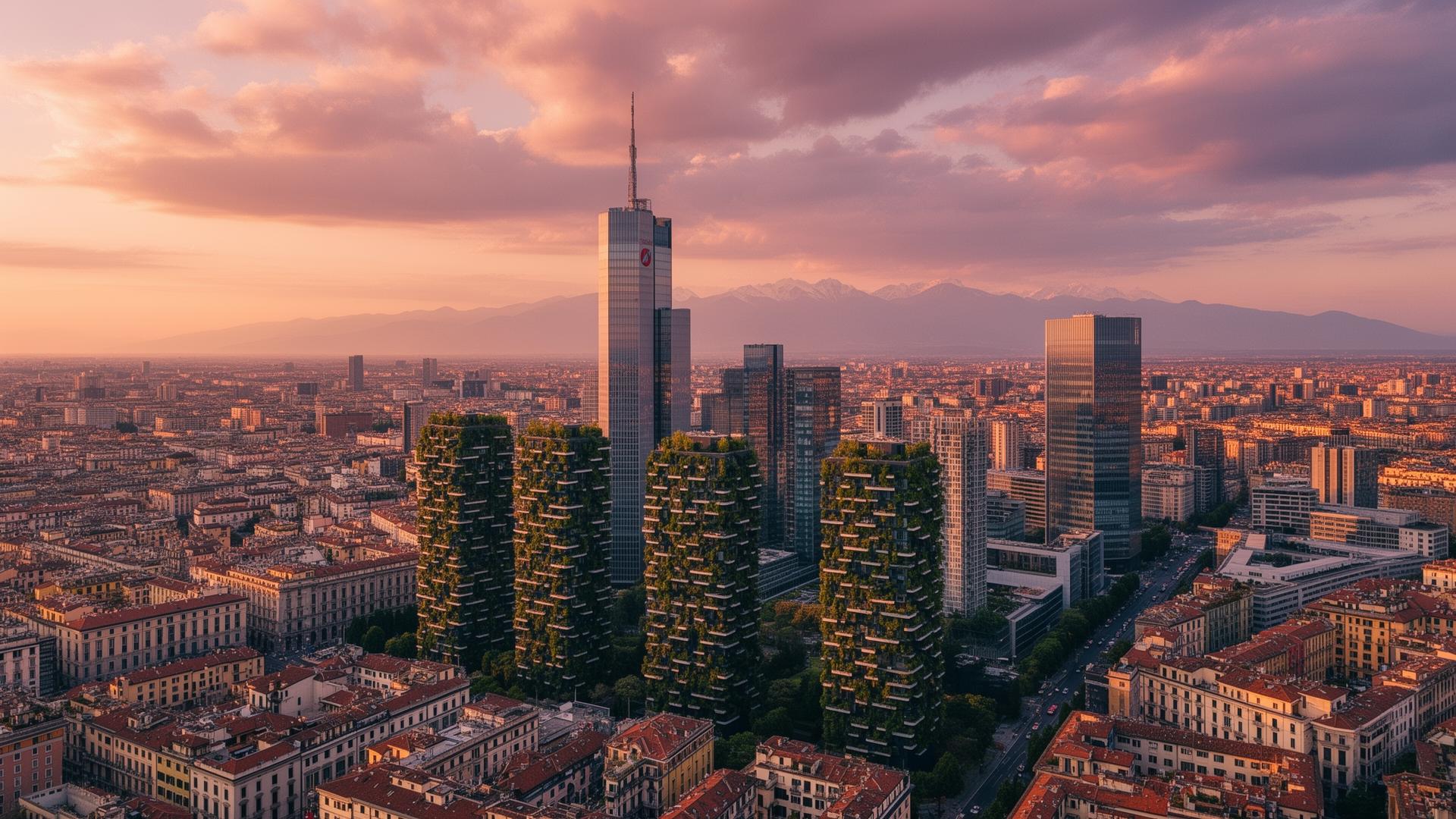 Skyline di Milano al tramonto — vista dall'11° piano